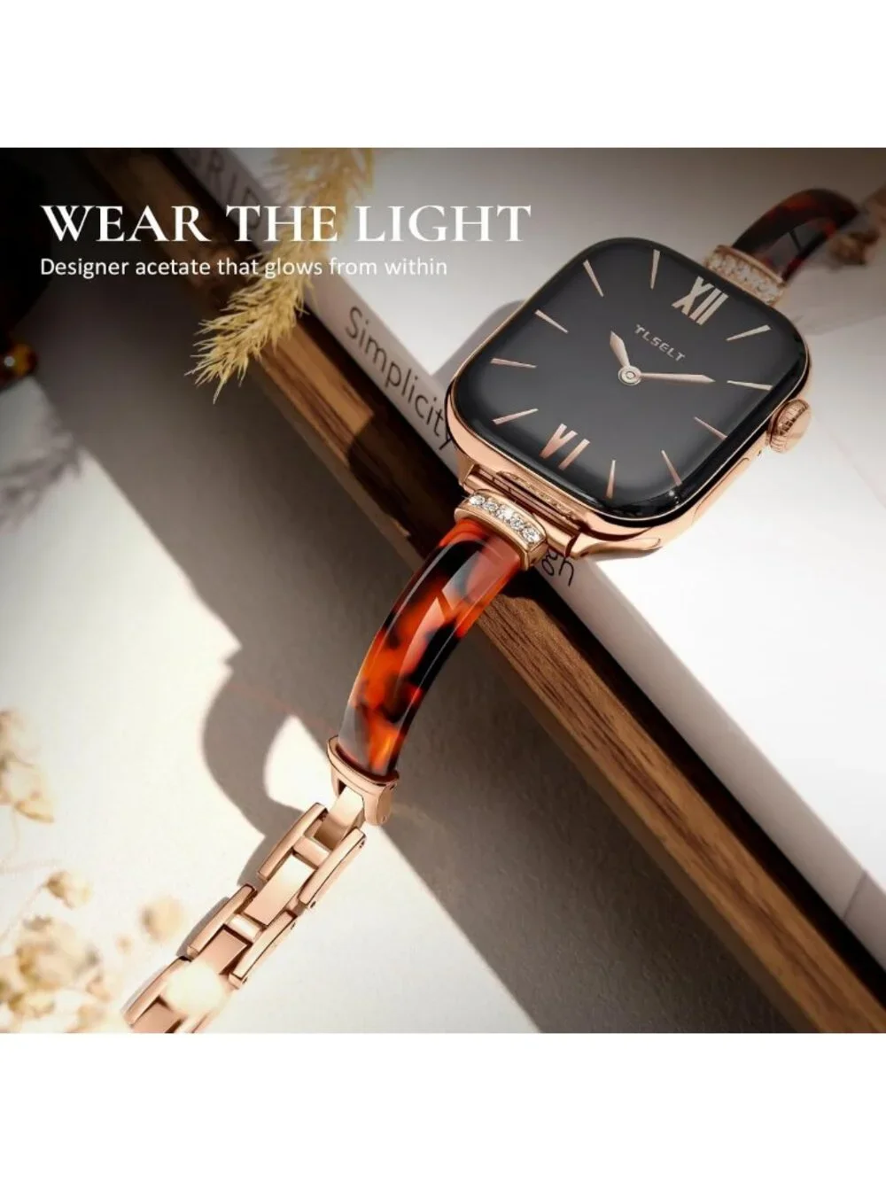 Stylish Slim Acetate Resin Apple Watch Band for Women - Lightweight Crystal